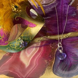 Madi Gras Silver Diamond Oval Necklace/Earring Set